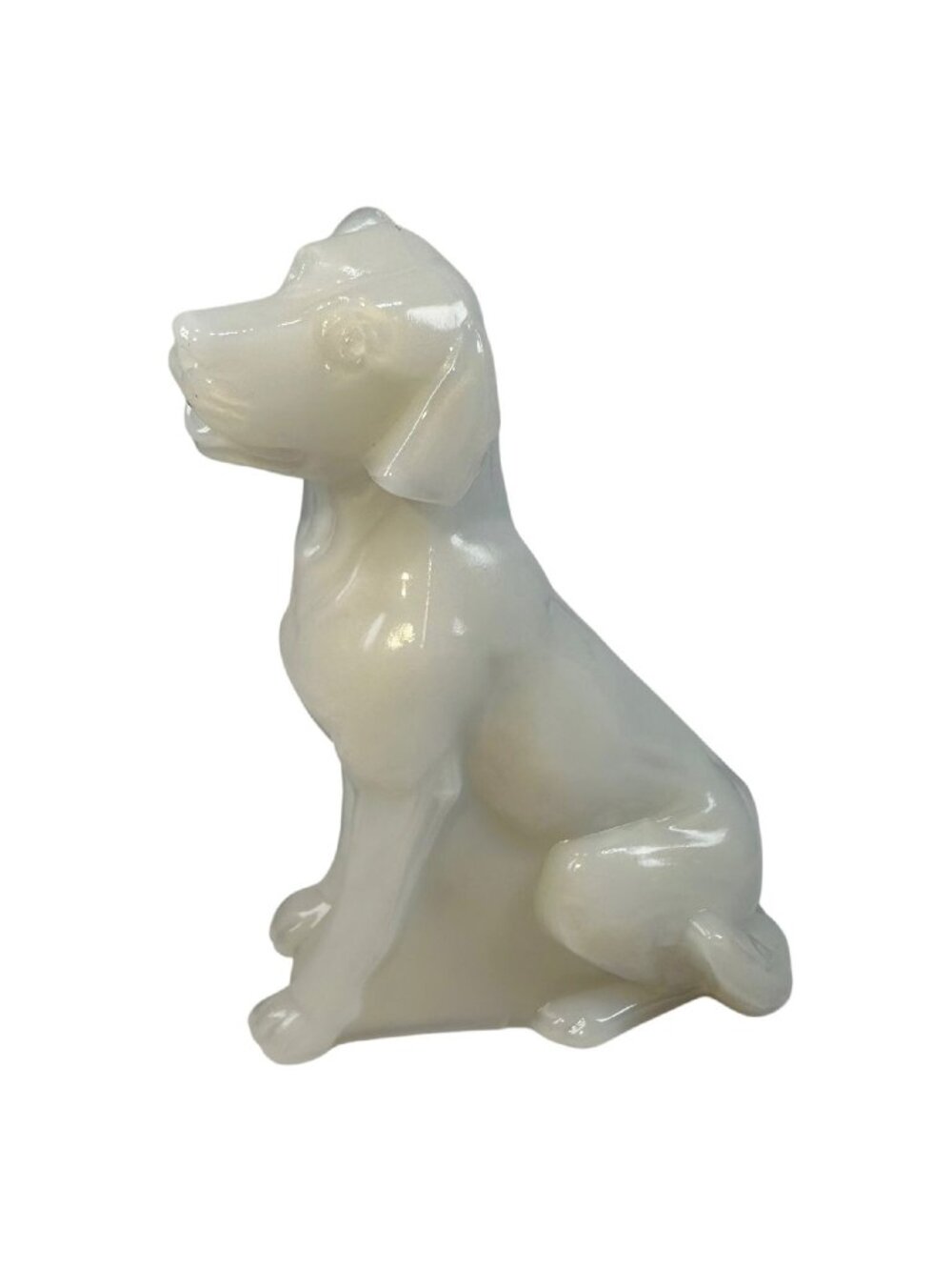 Mosser White Milk Glass Sitting Labrador Dog Lab Figurine Collectible Paperweigh